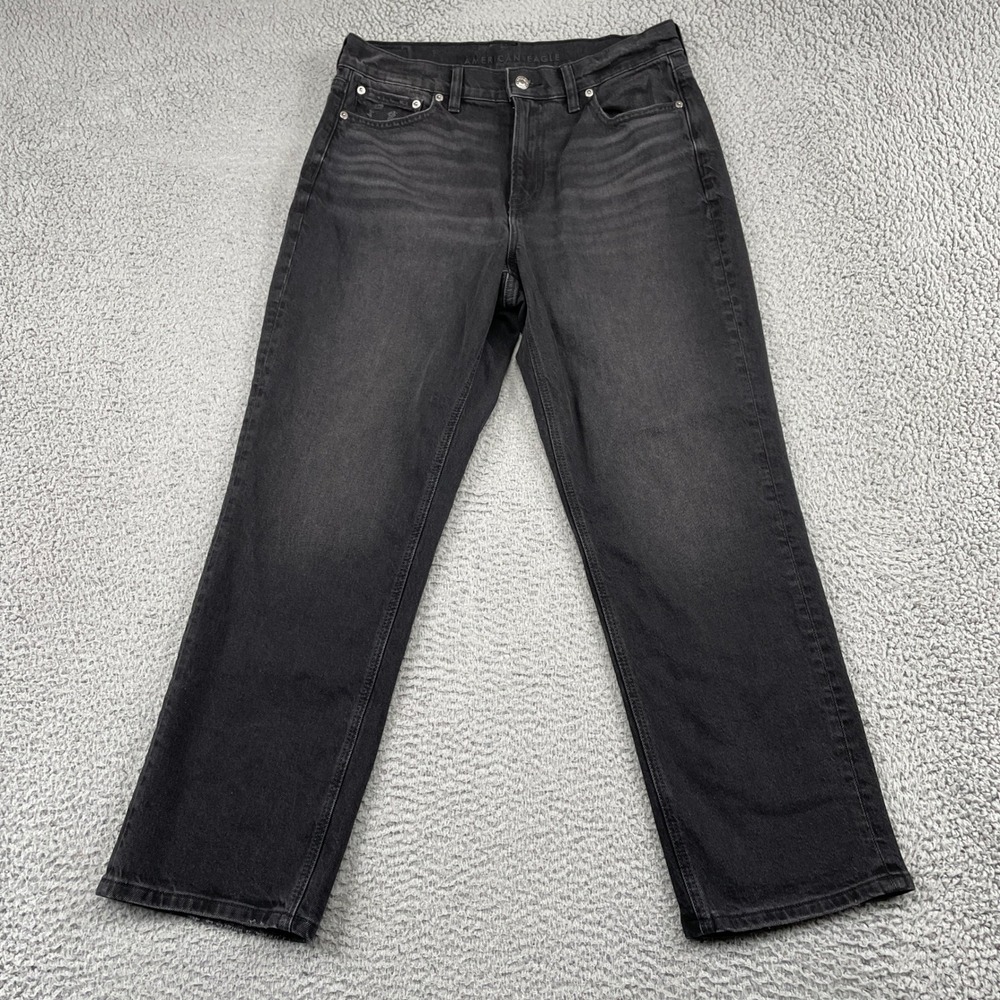 American Eagle Jeans Womens 10 Black Super High-Rise Ankle Straight Stretch